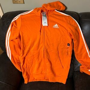 Adidas Orange 3 Stripe Jacket Track Basketball Football NWT Hooded Large Tall XL